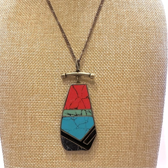 Nine West Vintage America Collection Necklace, multi-stone pendant - turquoise - Picture 4 of 11